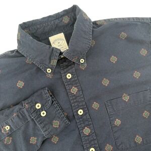 Brooks Brothers Regent Navy Blue Medallion Print Cotton Button Down Shirt Mens M